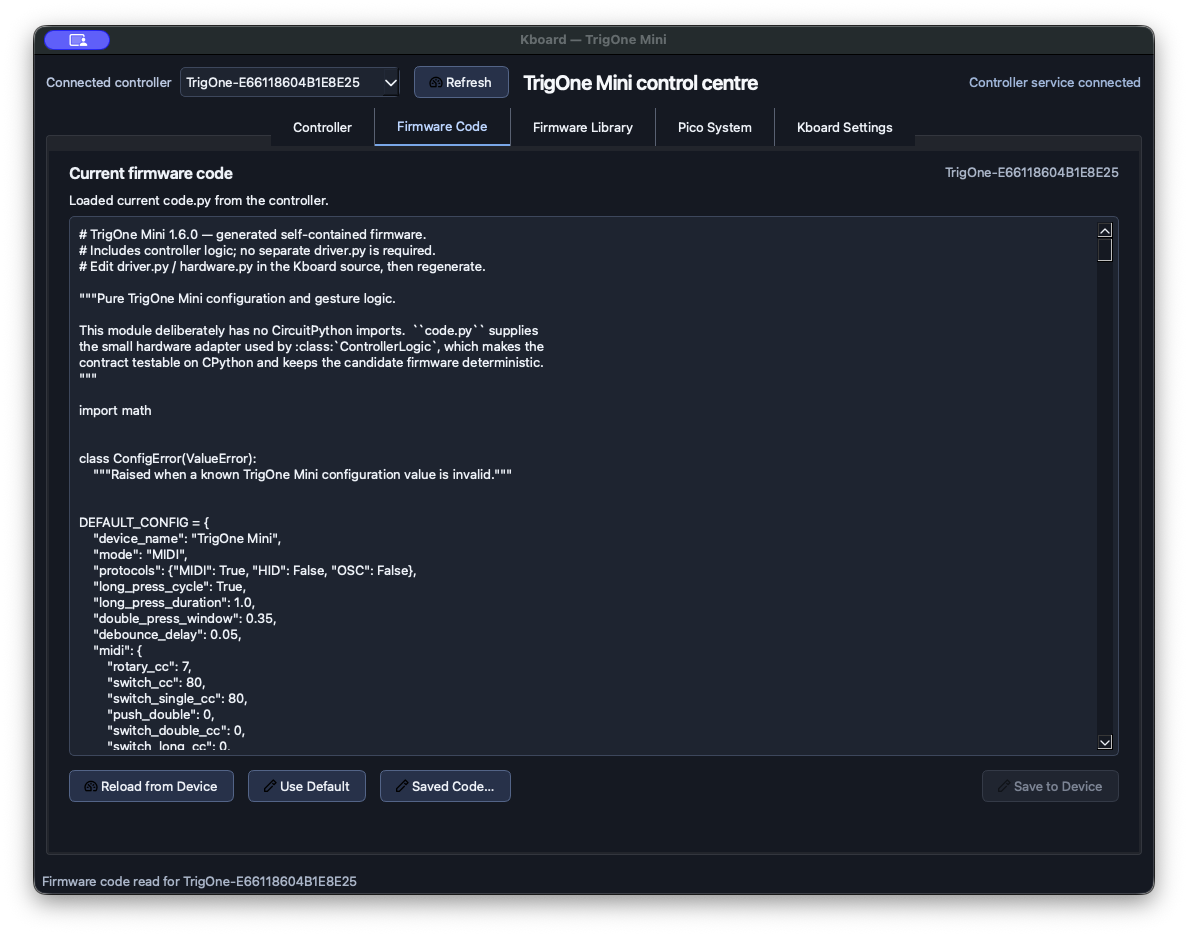 Kboard 0.1.0, Firmware Code
